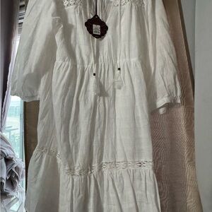 White Boho Peasant Dress